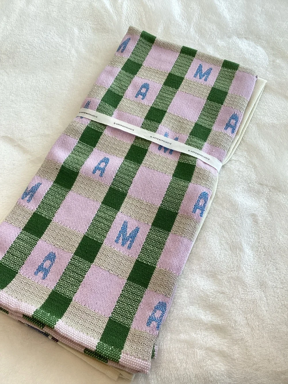 Anthropologie Jacquard Dish Towels Margot Cotton New Mom Appetit Mama Set of 2